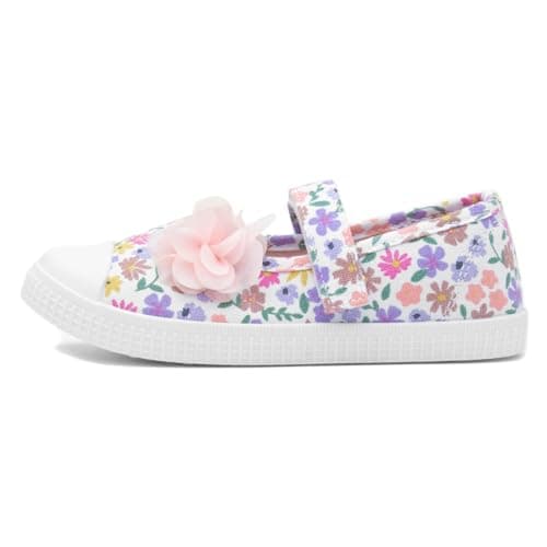 Image of Walkright Corrine Girls Multi Floral Print Canvas - Size 8 Child UK - Multicolour