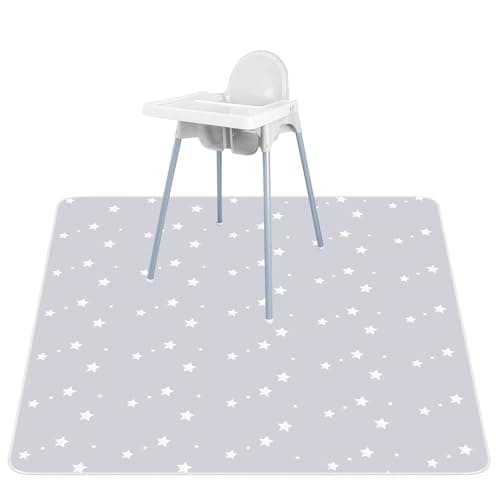 Image of Vicloon Easy Cleaning Splash Mat, 52" Highchair Splash Mat, Baby Splat Floor Mat, Washable Spill Mat, Waterproof Messy Mat, Highchair Weaning Mat for Under High Chair/Arts/Crafts