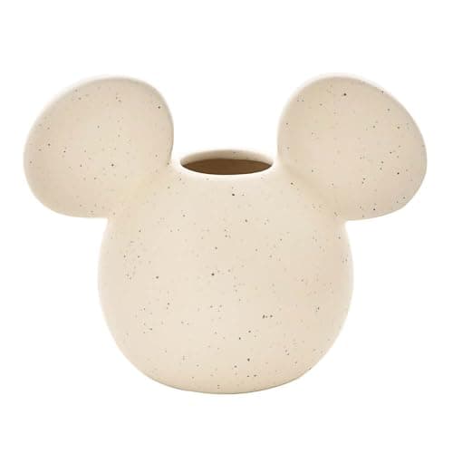 Image of Disney Home Mickey Mouse Head Ceramic Vase with Natural Speckle Design