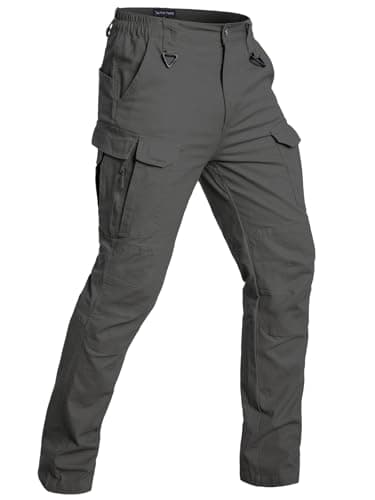 Image of CARWORNIC Men’s Hiking Tactical Trousers Stretch Cotton Cargo Work Trousers for Men Lightweight Relaxed Fit Army Combat Military Pants Ripstop Multi Pockets Casual Construction Outdoor Trousers