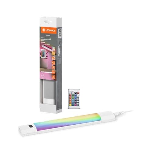 Image of LEDVANCE Linear Edge Sensor High Voltage Under-Unit Light with RGBW Technology 30cm Selectable RGBW Dimmable 4W 230lm 3000K Warm White Aluminium IP20 with White Remote Control