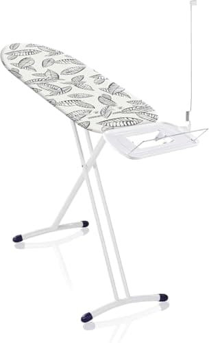 Image of Leifheit Air Board Express M Solid Ironing Board, Large Iron Board for Steam Generator Iron, Large Extra Light Ironing Board with Cover, 120 x 38 x 76-100 cm