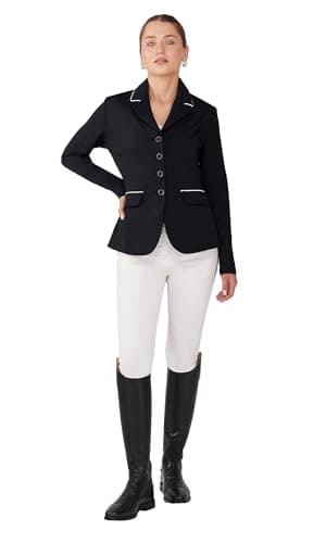 Image of Avon Equine Ladies Premium & Comfortable Show Jackets - Competition & Riding Jackets in Navy & Black (Black, UK16)
