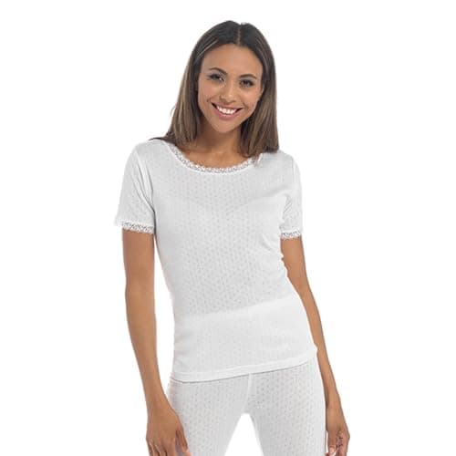 Image of undercover lingerie 2 Pack Womens Thermal Short Sleeve Vest White Large