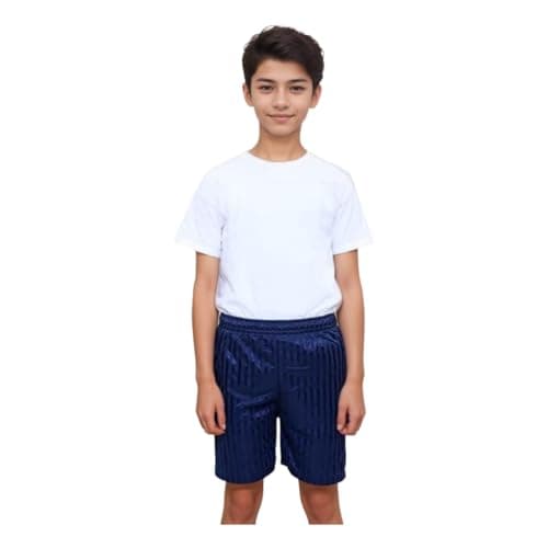 Image of L S U Boys PE Shorts, Football Sports Gym Activewear, Summer School Shorts Stripe Shadow (UK, Age, 11 Years, 12 Years, Navy Blue)