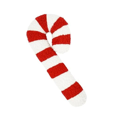 Image of Christmas Candy Cane Plush Pillow & Throw - Soft, Decorative Cushion for Sofa, Bedroom & Home Decor