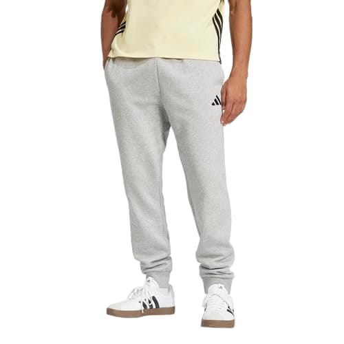 Image of Adidas Mens Essentials Feel Cozy Fleece Pants, Medium Grey Heather/Black, XXL