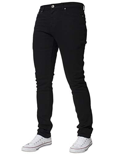 Image of Kruze Designer Mens Skinny Fit Jeans Stretch Slim Denim Pants All Waist Leg Size (38W / 34L, Black)