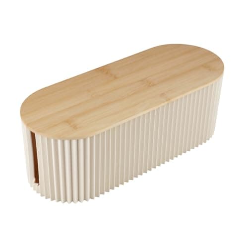 Image of Velicber Cable Management Box, Large Cable Tidy Box with Bamboo Lid, Cable Organiser Box, Wire Tidy Box for Hiding Power Strips, Cables & Plugs for Desk, TV, Computer, Home Office, 33x13x11 cm