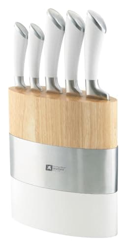Image of Richardson Sheffield Fusion 6-Piece Kitchen Knife Block Set – High-Grade Stainless Steel Knives with Stylish White Handles & Contemporary Block – Paring, Utility, Cook’s, Carving and Bread Knife