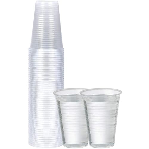 Image of OW Gifts Co 7oz Disposable Plastic Water Cups Pack of 100 Clear Cups, Lightweight & Practical for Home, Office, Parties & Events