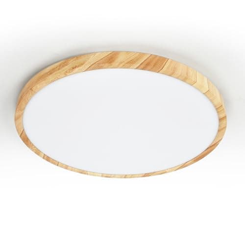 Image of LVL 16 Inch LED Ceiling Light 32W, 40cm Round Flush Mount LED Ceiling Lamp, CCT Adjustable & Easy Install, Modern Lighting for Living Room, Bedroom, Kitchen, Office (Wood Grain)