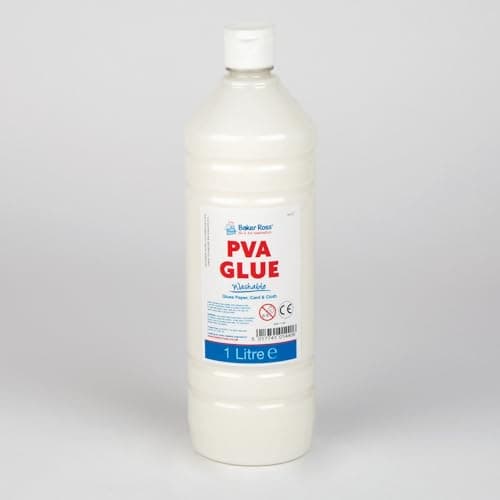 Image of Baker Ross FN137 Extra Strong PVA Glue Medium - 1 Litre, PVA for Schools, Teaching Supplies, Multipurpose Glue for Wood, Paper Card