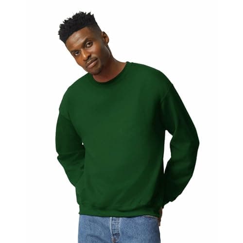 Image of GILDAN Men's Fleece Crewneck Sweatshirt, Style G18000, Forest Green, M