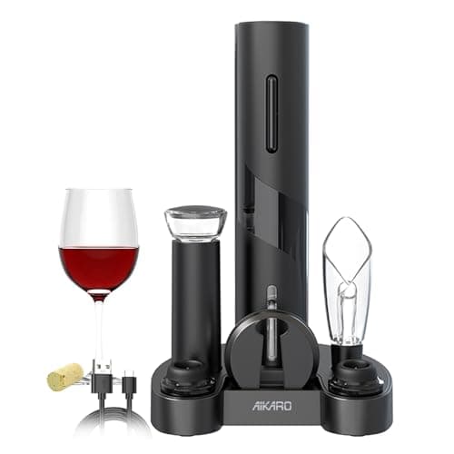 Image of AIKARO - Electric Wine Bottle Opener Automatic Electronic Corkscrew, Rechargeable (Base Set)