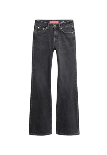 Image of Superdry Vintage Mid Rise Slim Flare Walcott Black Stone 30/30 Women's Pants, Walcott Black Stone, 30W x 30L