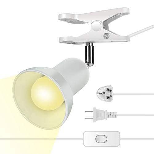 Image of Clip on lamp,360 ° Rotating Clip Book Light Portable Reading lamp, Clip in The Desk/Table/Double Bed/Cabinet Lighting (Desk lamp,Seven Colors for Your Choice) (White)