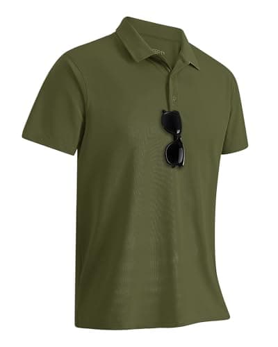 Image of 33,000ft Men's Polo Shirt Short Sleeve T-Shirt Golf Polo Moisture Wicking Quick Dry Polos Outdoor Sports Athletic Tennis Performance Breathable T-Shirt for Tennis Work Brown(Nylon Spandex) XL