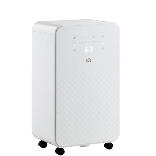 Image of HOMCOM 12L/Day 2000mL Portable Quiet Dehumidifier with Air Purifier Filter, 24H Timer, 5 Modes, Electric Moisture Air Dehumidifier for Home Laundry Basement, White