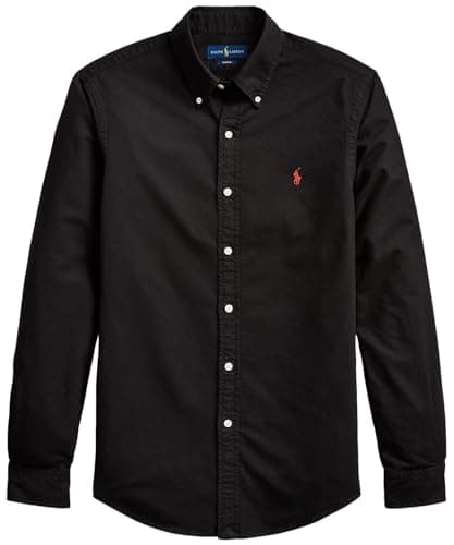 Image of POLO RALPH LAUREN Men's Long Sleeve Slim Fit Oxford Button Down Shirt, Polo Rl Black, Large