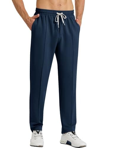 Image of Gaiatiger Mens Joggers Tracksuit Bottoms Jogging Trousers with Pockets Drawstring Casual Sport Sweatpants for Running Gym Workout（9530-Navy-L）