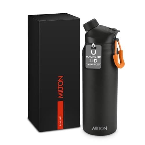 Image of Milton 32oz Stainless Steel Water Bottle – Vacuum Insulated Flask with 2-in-1 Lids (Straw & Spout) – Hot for 12h, Cold for 24h – BPA-Free, Leakproof - Useful for Sports, Gym and Travel -Turk Black