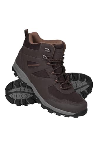 Image of Mountain Warehouse McLeod Mens Hiking Boots - Durable, Breathable Walking Shoes, Sturdy Grip, EVA Cushioning, Mesh Lining - Spring Summer, Travelling, Camping Dark Brown Adult Shoe Size 9