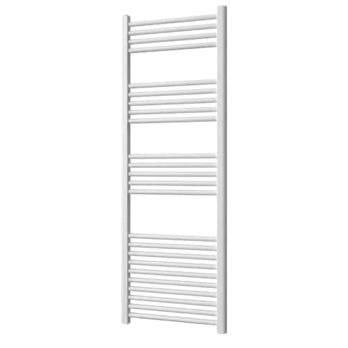 Image of Greened House Milano White Heated Towel Rail 500mm W x 1200mm H Straight Central Heating Towel Radiator
