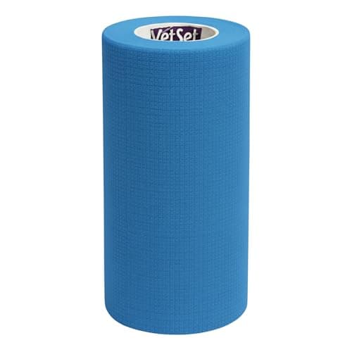 Image of Vet Wrap Cohesive Bandage Roll for Horses & Dogs| Self-Adhesive 10cm x 4.5m Flexible Veterinary Wrap | Non-Slip Support for Legs, Tendons & Hoof Poultices | Wraptec by VetSet (Blue)