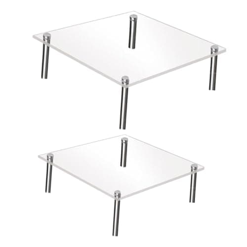 Image of Garneck Acrylic Cake Stand Square Dessert Display Holder 2 Tier Cupcake Display Stand 2 Pieces 15cm 20cm for Party Use
