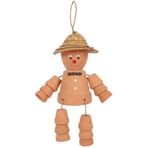 Image of Adorable Orange Terracotta Pot Man - (33cm x 12.5cm) - Unique Gift Idea, Eye-Catching Novelty Design & Durable Material - Perfect Home & Garden Decor