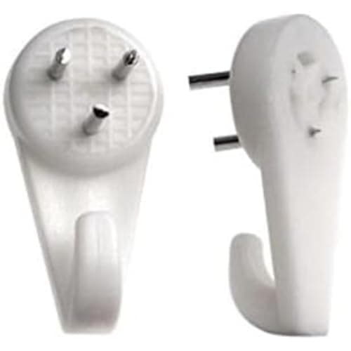 Image of Merriway BH05796 (20 Pcs) Medium 30mm (1.3/16 inch) White Nylon Non-Trace Hardwall Drywall Picture Hanger Hook - Pack of 20 Pieces