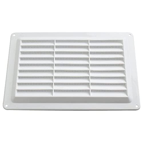 Image of Merriway BH01158 9 x 6 inch Fixed Louvre Air Vent Grille with Flyscreen (Overall Vent Size: 257 x 163mm), White Plastic