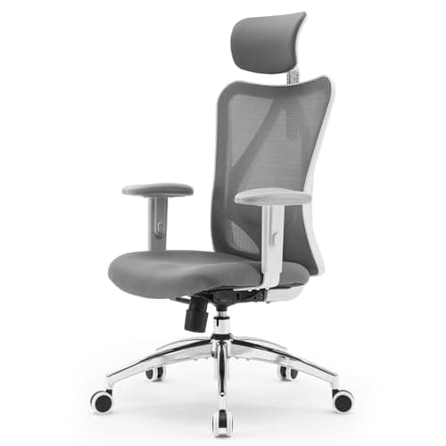 Image of SIHOO M18 Ergonomic Office Chair, Computer Desk Chair with Adjustable Headrest and Lumbar Support, High Back Executive Swivel Chair for Home Office (Grey)