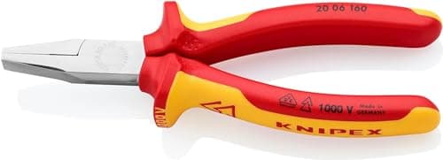 Image of KNIPEX Flat Nose Pliers Chrome-Plated Insulated with Multi-Component Grips, VDE-Tested 160 mm, 20 06 160