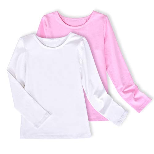 Image of Sunny Fashion 2 Packs Girls Top Tee Shirt Long Sleeve White Casual School Uniform Age 7-8 Years