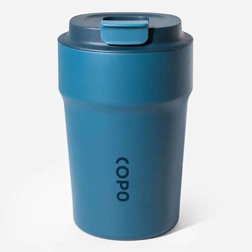 Image of Travel Mug with Ceramic Coating, Insulated Coffee Cup for Hot Drink, Reusable Thermal Cup 380 ml/13oz, Leak Proof Coffee Flask, Stainless Steel Coffee Travel Mug with Lid for Home Office (Blue)