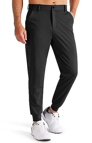 Image of Libin Men's Golf Joggers Stretch Slim Fit Golf Pants Jogging Bowling Outdoor Chino Trousers Sports Running Casual with Pockets, Black S