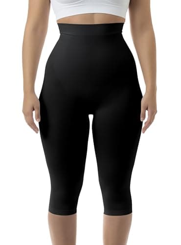 Image of Farmacell 323 (Black, M/L) Shapewear Capri Leggings for Women, Tummy Control, Bum Lift & Anti-Cellulite Massage, Made in Italy