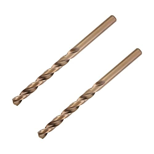 Image of Utoolmart Twist Drill Bits 7mm Dia Split Point Tip High Speed Steel Cobalt Straight Shank Drilling Hole Tool for Steel Wood Plastic Metal Copper Aluminum Alloy Champagne Color 2pcs
