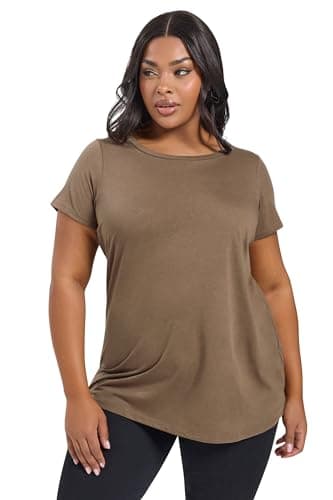Image of Yours Curve Mocha Brown Core T-Shirt - Women's - Plus Size Curve