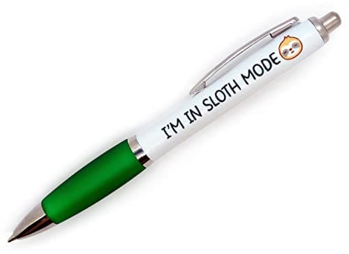 Image of PartiKraft I'M IN SLOTH MODE Pen with Cute Sloth Face - Dark Green Grip with Black Ink (1 x Pen)