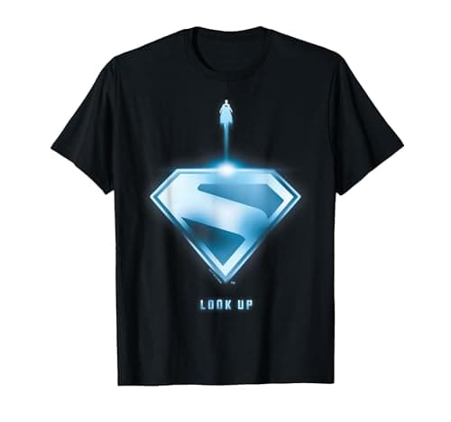 Image of Superman (2025) Look Up Shield 2 T-Shirt, Men, Black, X-Large