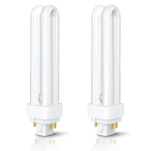 Image of Akynite 18W PLC G24q-2 4 Pin Compact Fluorescent Lamp, 830 Warm White 2700k, 1200LM, 2U Shape, AC 220-240V, CFL Energy Saving Twin Tube Bulb, 2pcs