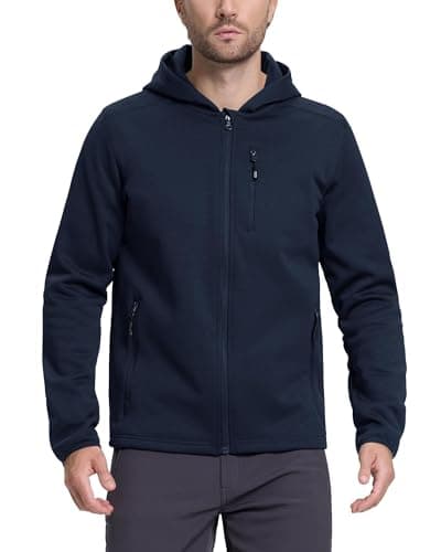 Image of 33,000ft Men's Lightweight Sport Jacket Hoodie Breathable Full Zip Softshell Jacket Walking Jacket for Casual and Sportswear Navy Blue 2XL