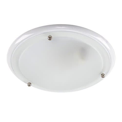 Image of MiniSun | Modern White Flush Ceiling Light with a Frosted Glass Shade | Bath Ceiling Lights, Home Décor & Improvement Essential | Mains Wired