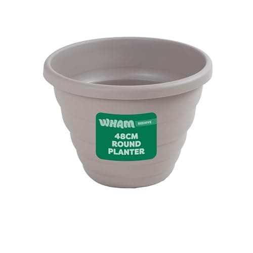 Image of Wham Beehive Round Plastic Garden Planter | 100% Recycled Plastic | Lightweight & Weather-Resistant | Drainage Points for Easy Drilling | Indoor & Outdoor Use | Made in UK (Fawn, 48cm - Pack of 4)