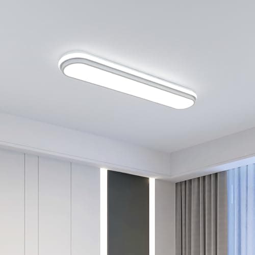 Image of Naroume 72cm 55W LED Ceiling Light, 6500K Cool White Dimmable Flush Mount, Modern Ultra Thin Metal Linear Low Profile Lighting Fixture for Kitchen Home Office Hallway Bedroom Living Room