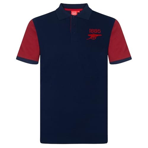 Image of Arsenal FC Official Football Gift Mens Contrast Sleeve Polo Shirt Navy Medium