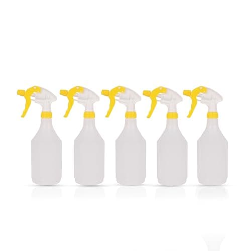 Image of DCS Pack of 5 Plastic Water Spray Bottles for Cleaning 750ml – Hand Trigger Empty Spray Bottles for Gardening and Home Cleaning – Heavy duty Industrial Refillable Mist Spray Bottles (Yellow)